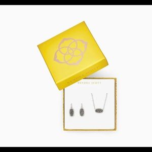 NWT Kendra Scott Elisa Satellite Necklace & Lee Earrings Gift Set Platin…